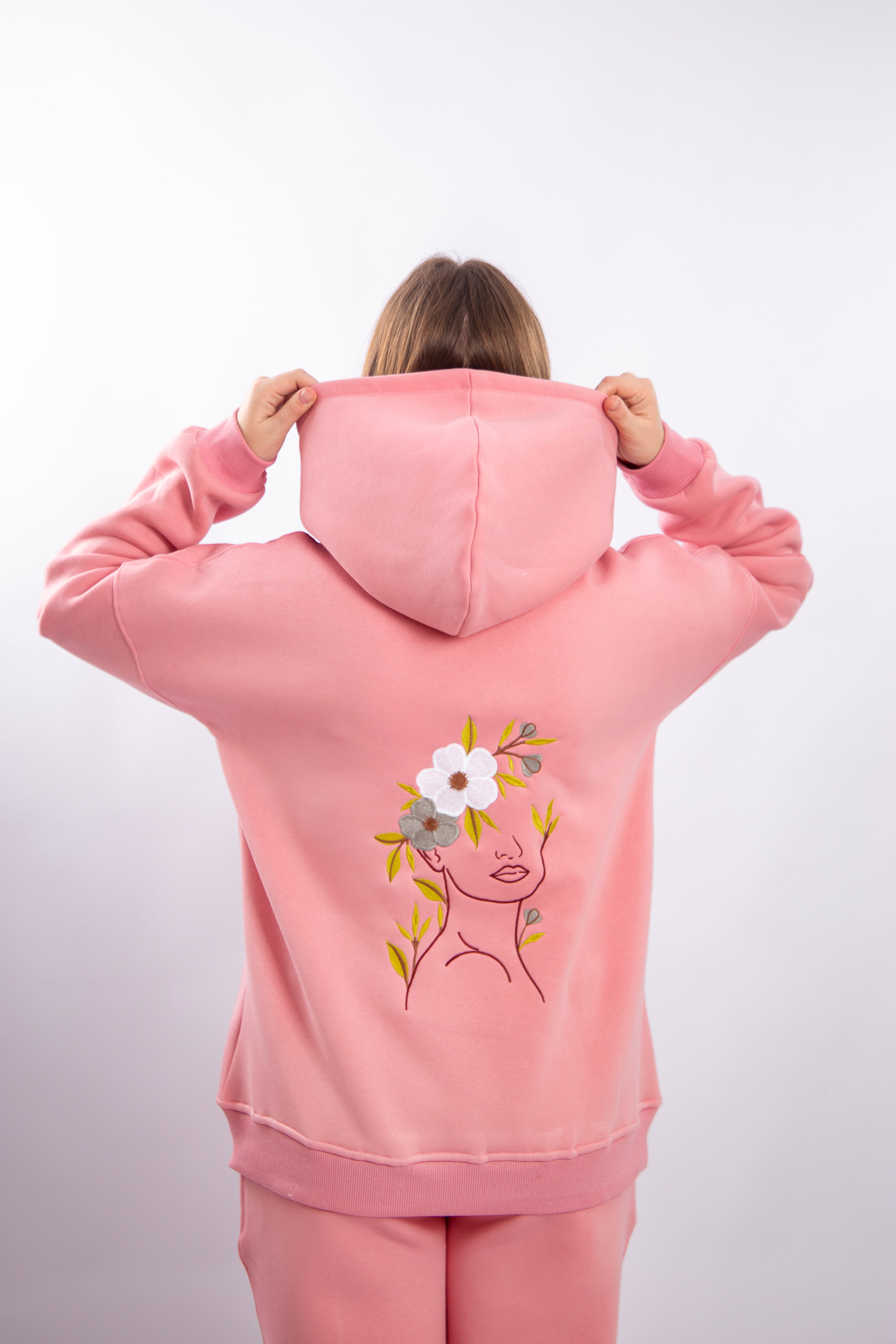 Casual Floral Embroidered Hoodie